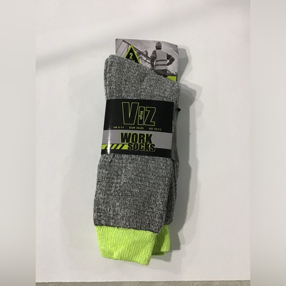 High Viz Other - High Viz Men’s Work Socks Gray Neon Green 2 Pair Size 10-13 NEW!